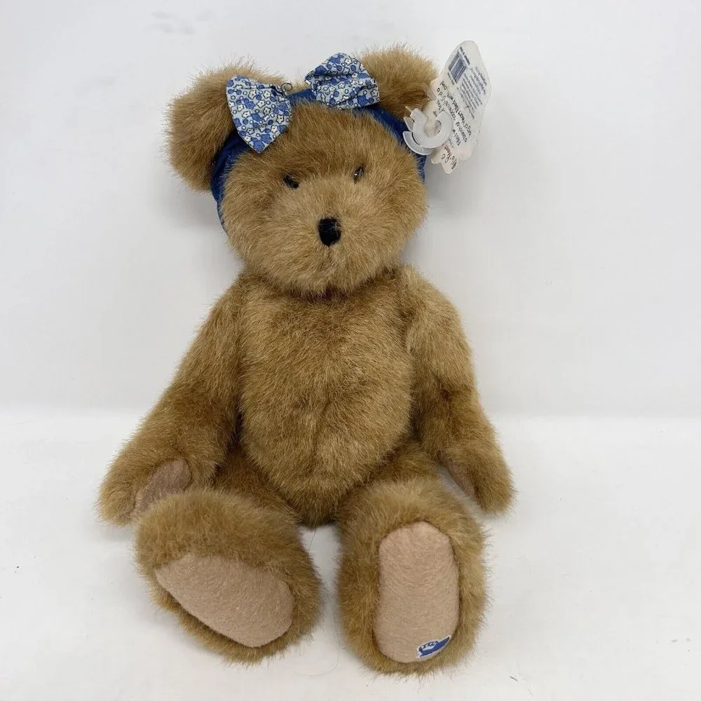 Boyds Bears Kaylie Heart to Heart Floral Jumper Retired Bear -Brown / Blues‎ EC